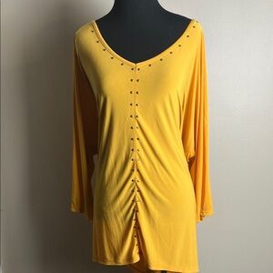 NY Collection Yellow V-Neck Studded Tunic